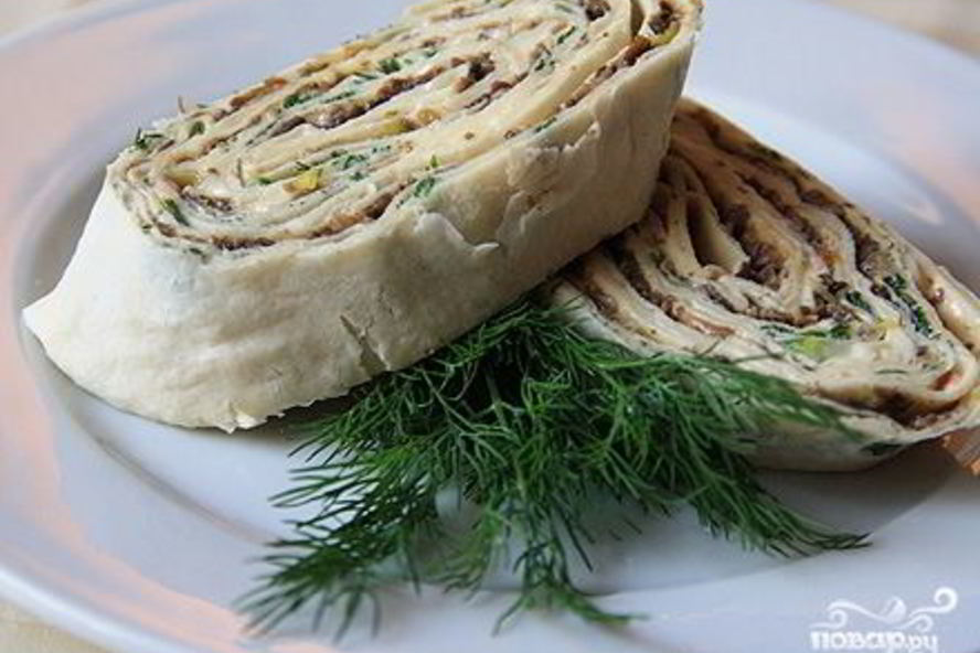 Рецепт лаваш с грибами