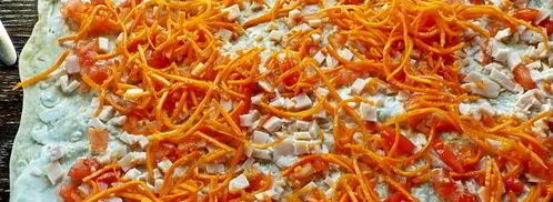 лаваш с корейской морковкой и ветчиной. Шаг 9