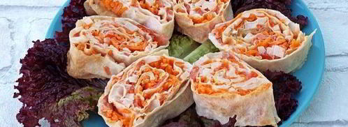 лаваш с корейской морковкой и ветчиной. Шаг 12