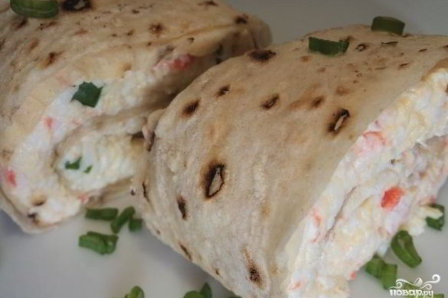 Рецепт лаваш с крабовыми палочками и чесноком