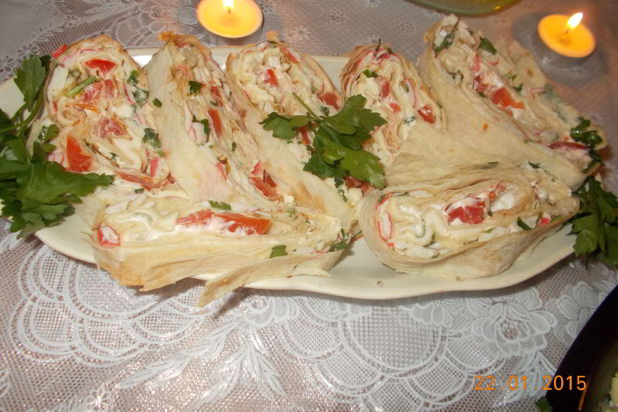 Рецепт лаваш с крабовыми палочками