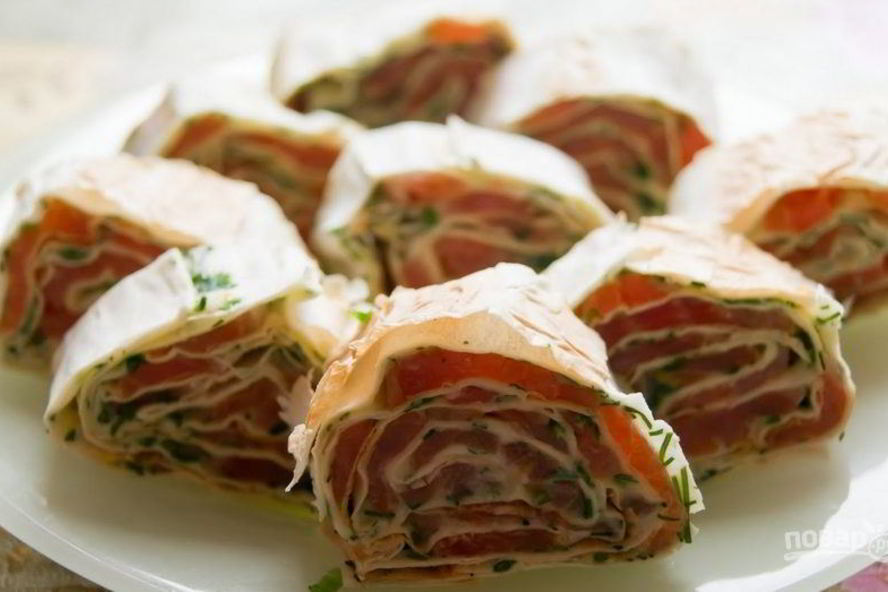 Рецепт лаваш с красной рыбой