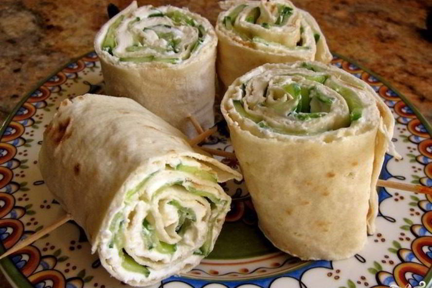 Рецепт лаваш с огурцом и сыром