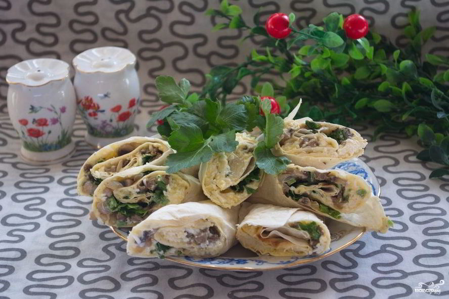 Рецепт лаваш с шампиньонами