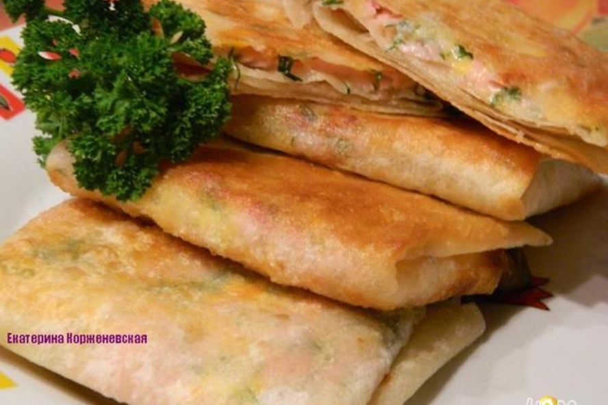 Рецепт лаваш с ветчиной, сыром и зеленью