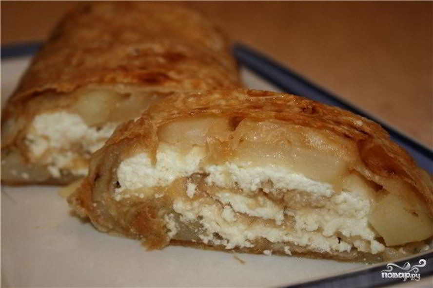 Рецепт лаваш с яблоками и творогом