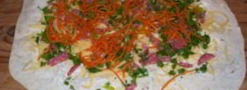 закуска из лаваша с корейской морковкой. Шаг 3