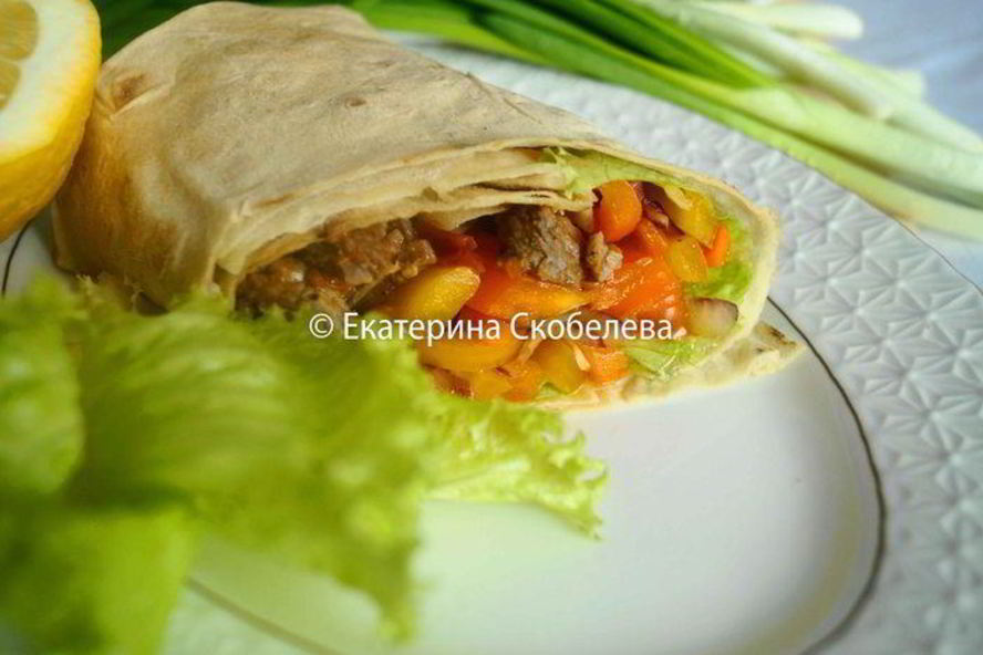 Рецепт закуска в лаваше с сочной говядиной и овощами