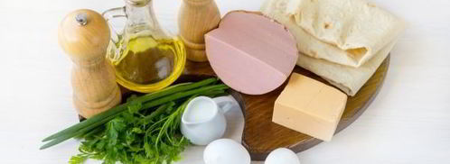 жареный лаваш с колбасой и сыром. Шаг 2