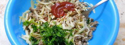 лепешки из лаваша с мясом и сыром. Шаг 3