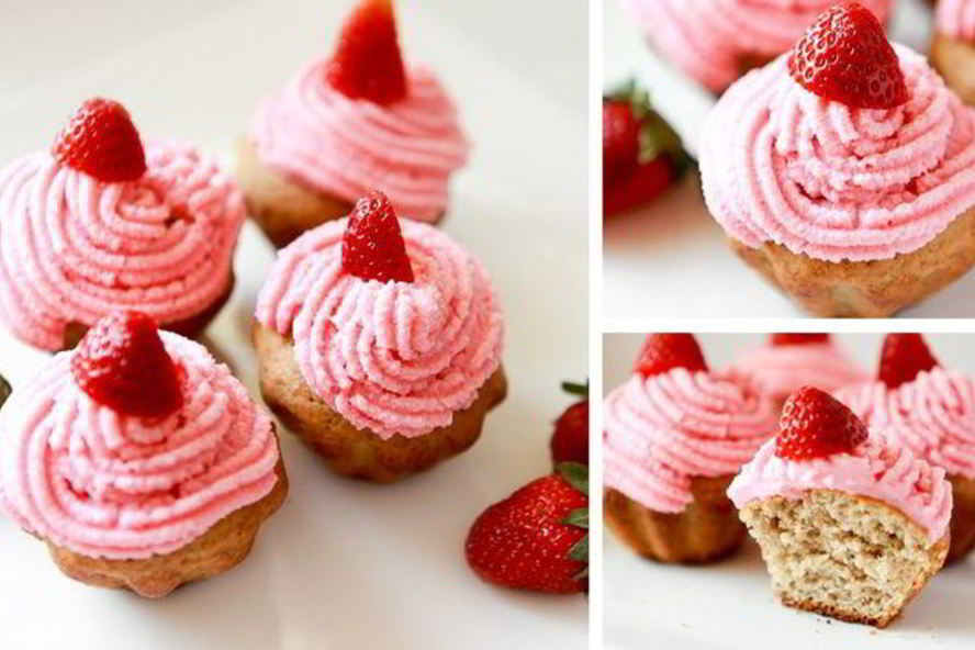 Рецепт банановые маффины с клубникой