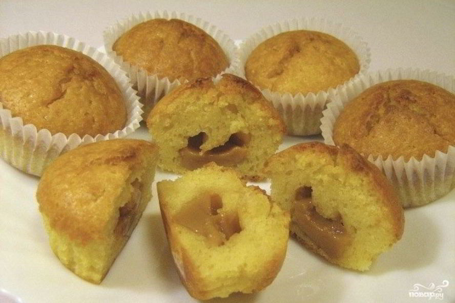 Рецепт маффины с вареной сгущенкой