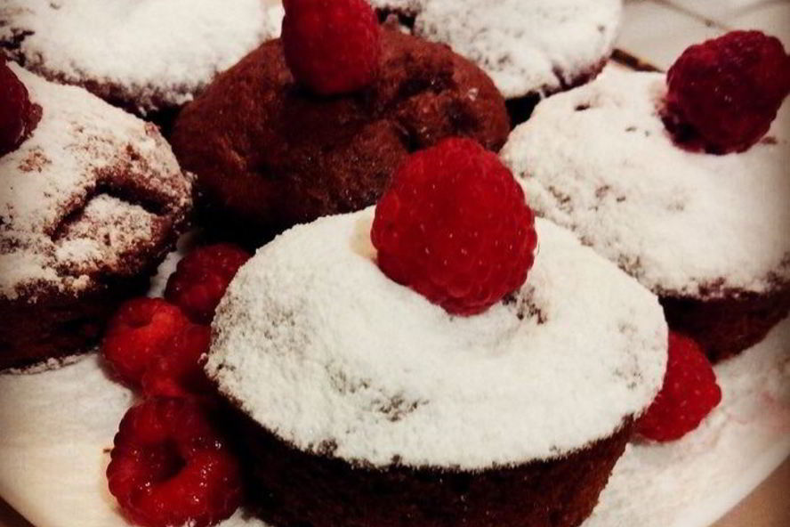 Рецепт шоколадные маффины с малиной