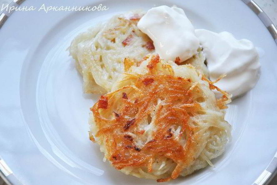 Рецепт картофельные оладьи с беконом