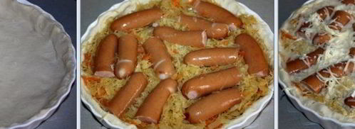 пирог с кислой капустой и сосисками. Шаг 3