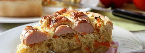 пирог с кислой капустой и сосисками. Шаг 5