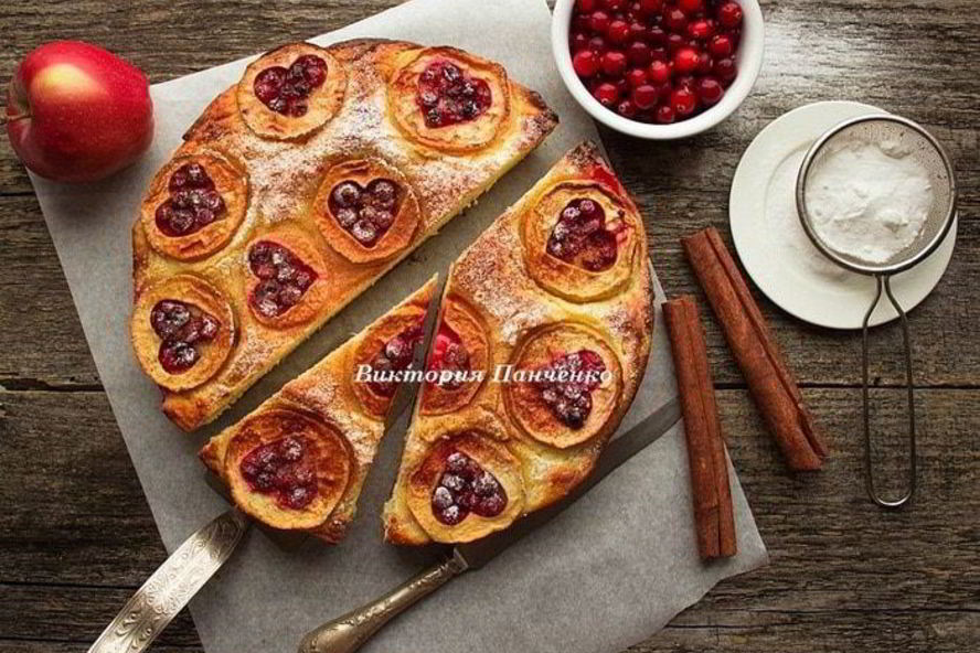 Рецепт пирог с яблоками и клюквой