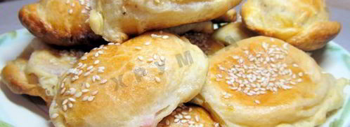 пирожки слоеные конвертики с сыром и ветчиной. Шаг 14