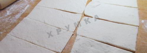 пирожки слоеные конвертики с сыром и ветчиной. Шаг 5