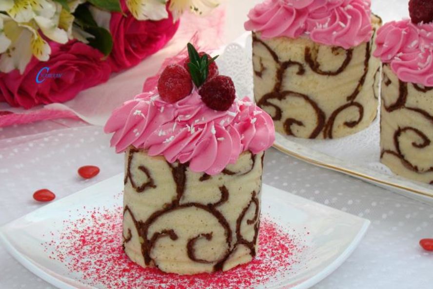 Рецепт ажурные пирожные с малиновым муссом и джемом