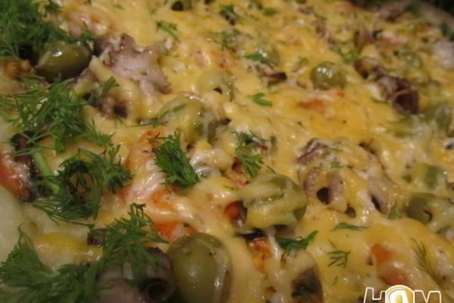 Рецепт пицца морские жители в сыре