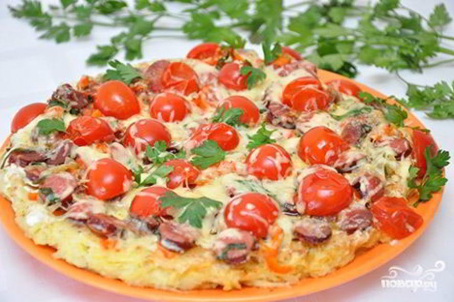 Рецепт пицца на сковороде с овощами