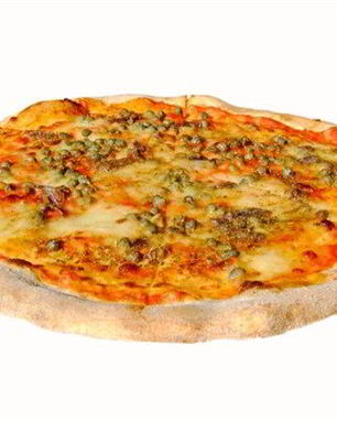 Пицца с анчоусами, омарами и зеленым горошком