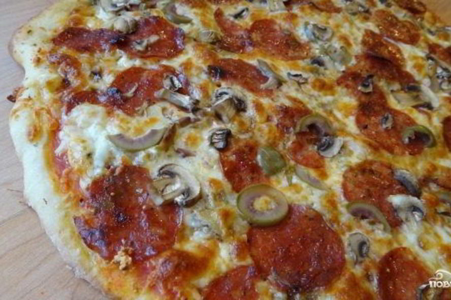 Рецепт пицца с колбасой и грибами