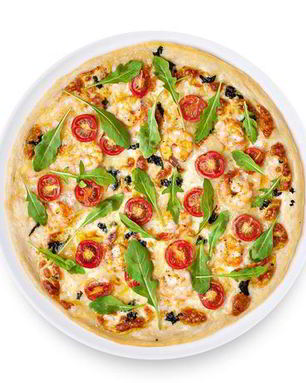 Пицца с руколой и креветками