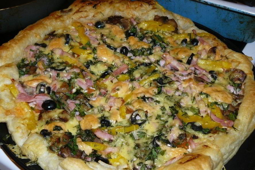 Рецепт пицца с сыром и грибами