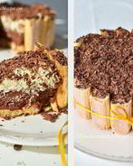 Шарлотка с шоколадно-малиновым муссом и воздушным ванильным кремом