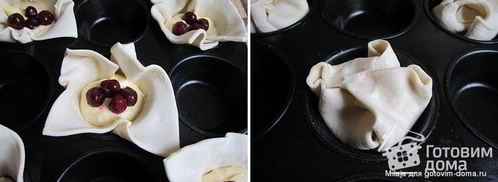 слойки — пирожки с маскарпоне и вишней. Шаг 2