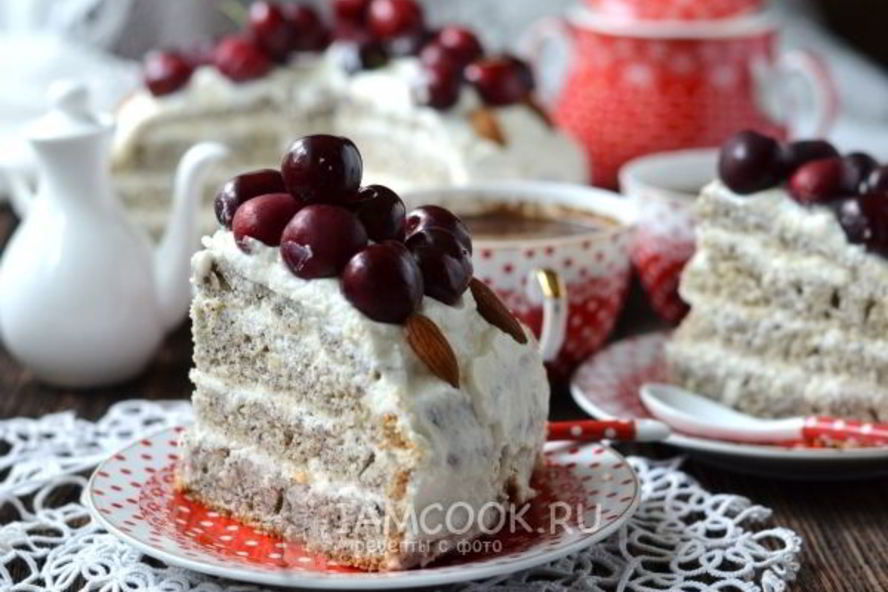 Рецепт маковый торт с творожным кремом