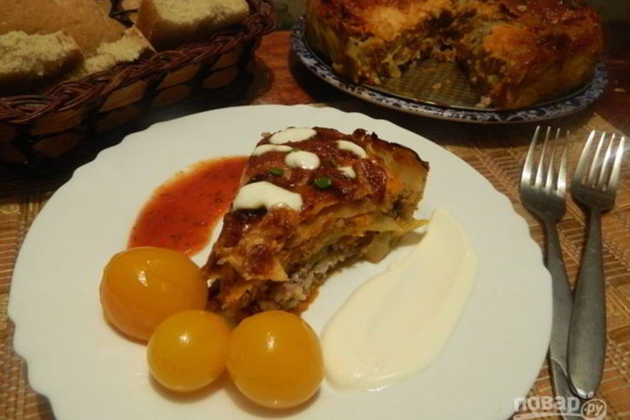 Рецепт мясной торт с рисом голубчик