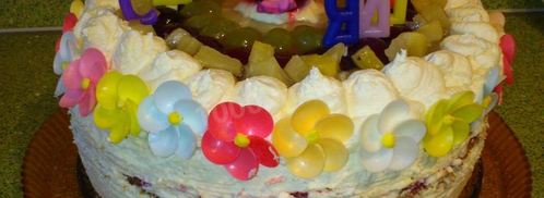 торт бисквит с фруктами. Шаг 17