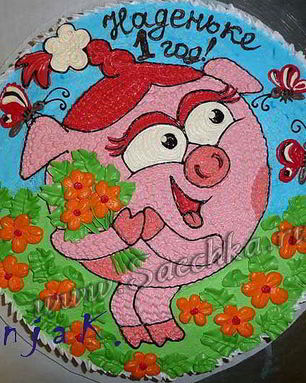 Торт-разукрашка с Нюшей