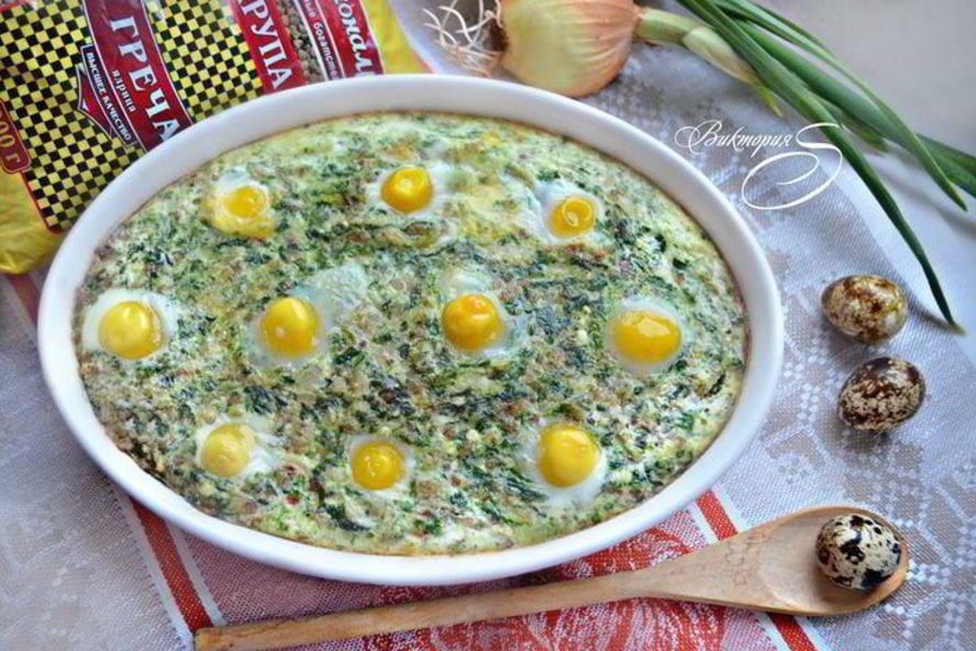 Рецепт гречневая запеканка с творогом и шпинатом