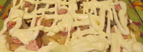 картофельная запеканка с сосисками и грибами. Шаг 8