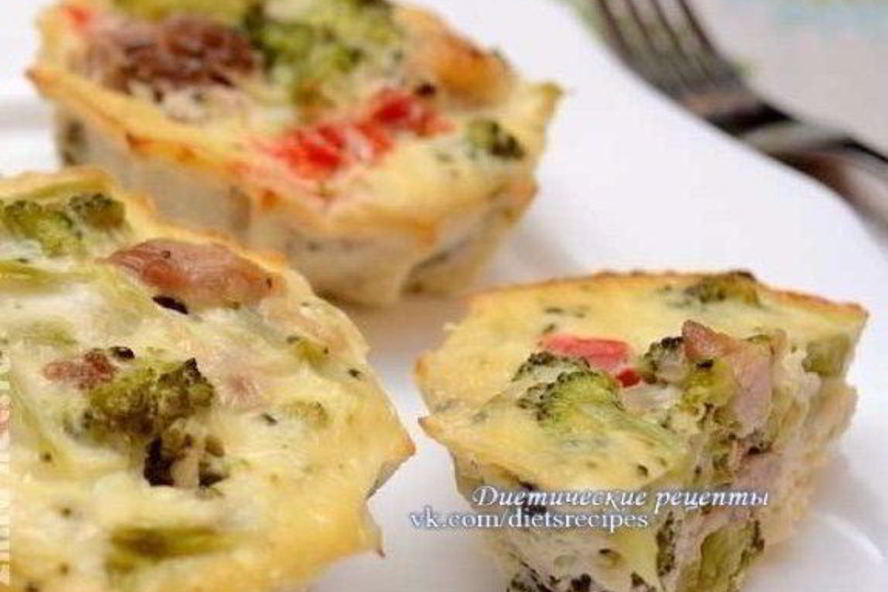 Рецепт мини-запеканка с курицей и брокколи