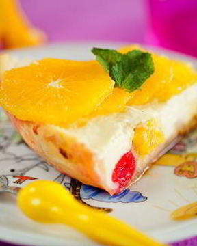 Пестрая фруктово-творожная запеканка в мультиварке