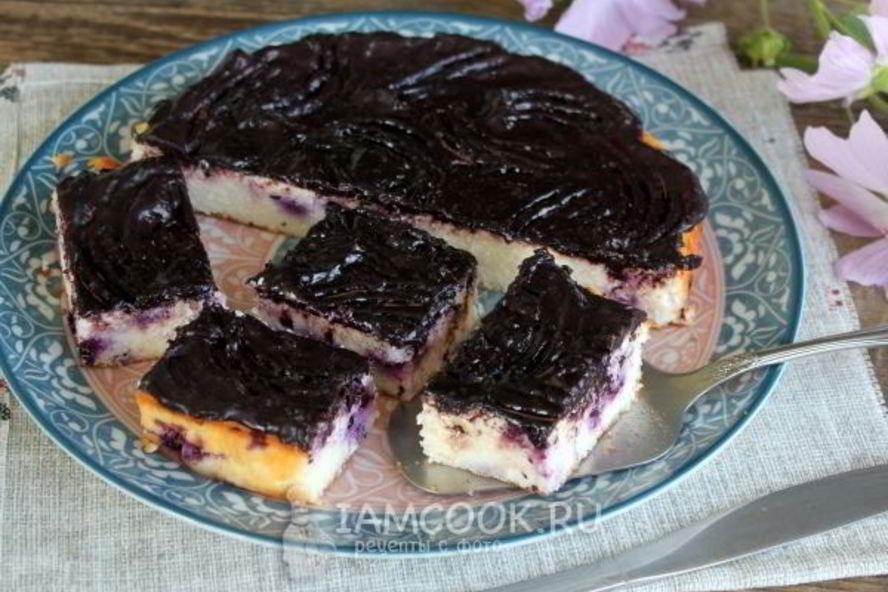 Рецепт творожная запеканка с черникой