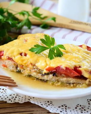 Запеканка из баклажанов с куриной грудкой