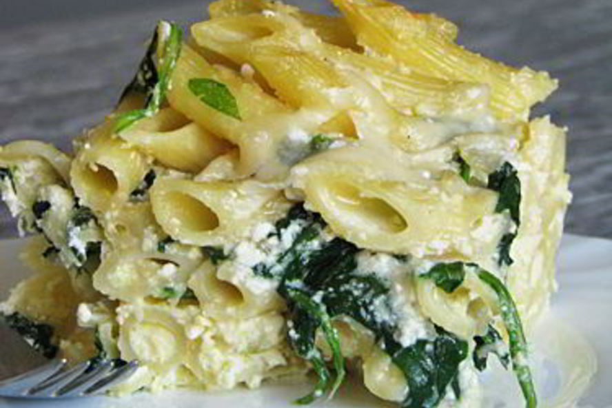 Рецепт запеканка из пенне со шпинатом и рикоттой