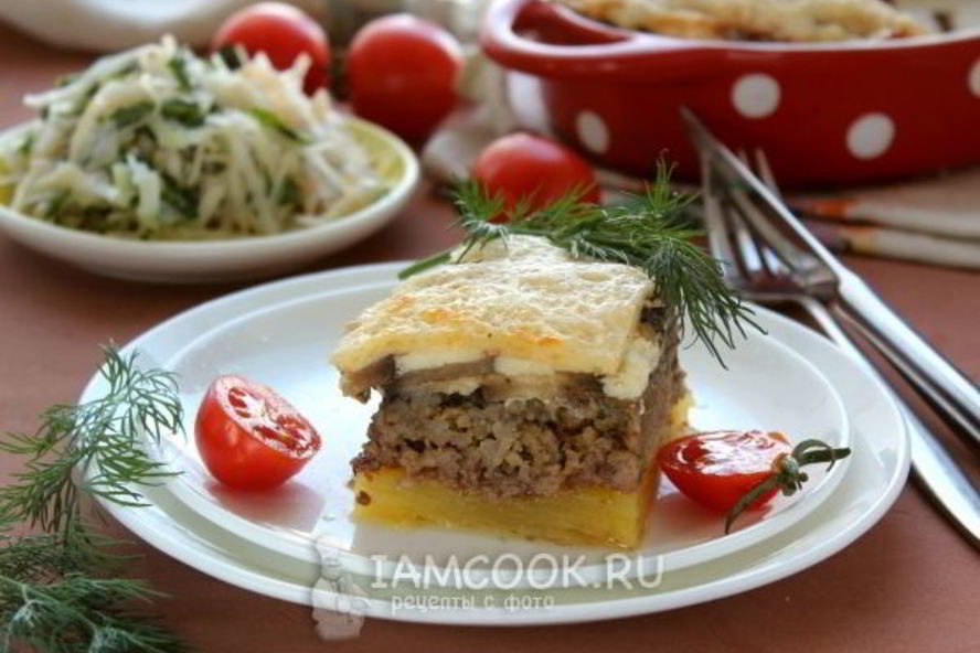 Рецепт запеканка с баклажанами, фаршем и картофелем