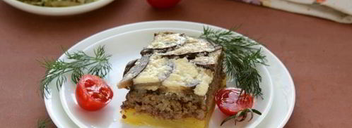 запеканка с баклажанами, фаршем и картофелем. Шаг 15