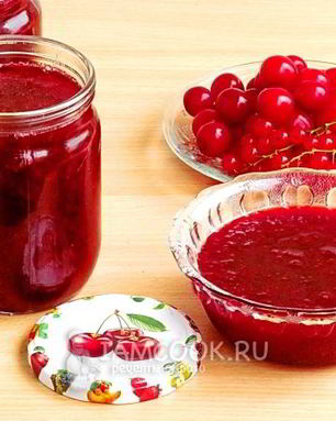 Джем из вишни и красной смородины