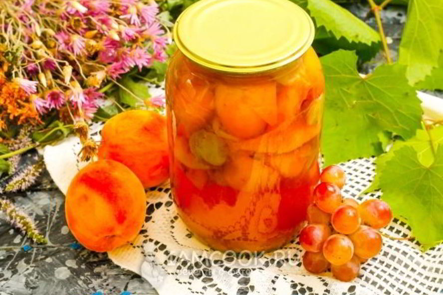 Рецепт компот из персиков и винограда на зиму