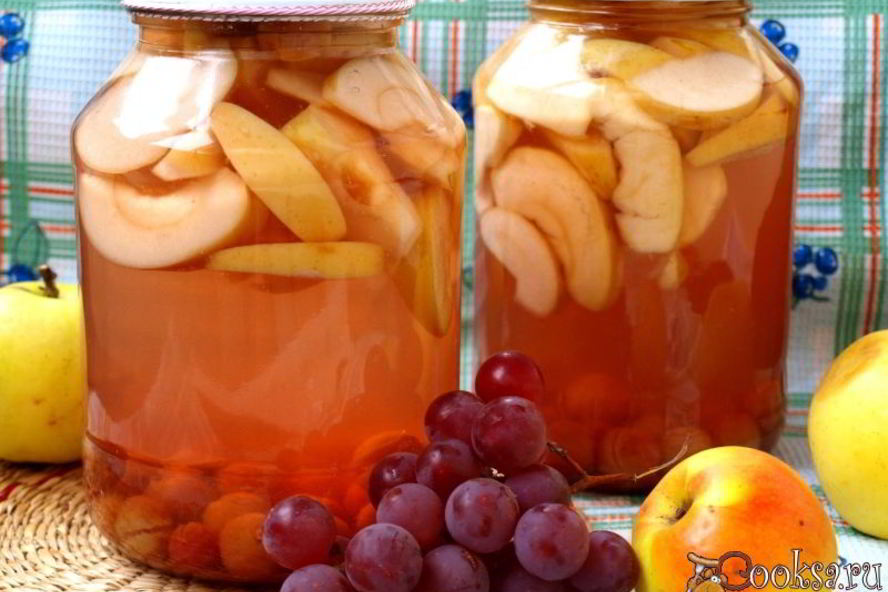 Рецепт компот из яблок с виноградом на зиму