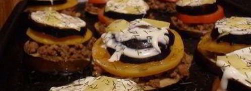 башенки из баклажанов. Шаг 2