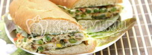 бутерброд с овощами и омлетом. Шаг 10